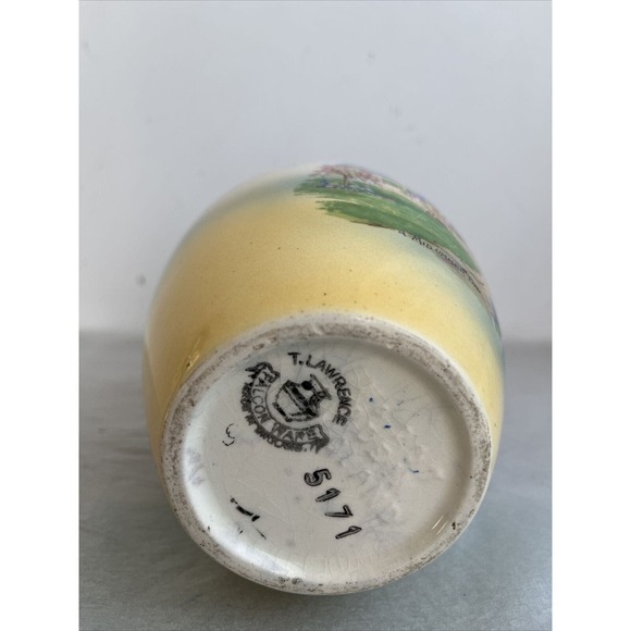 T. Lawrence Falcon Ware Vase #5171 Cottage Lupines England Vintage 1930s 7x5" - Picture 6 of 10